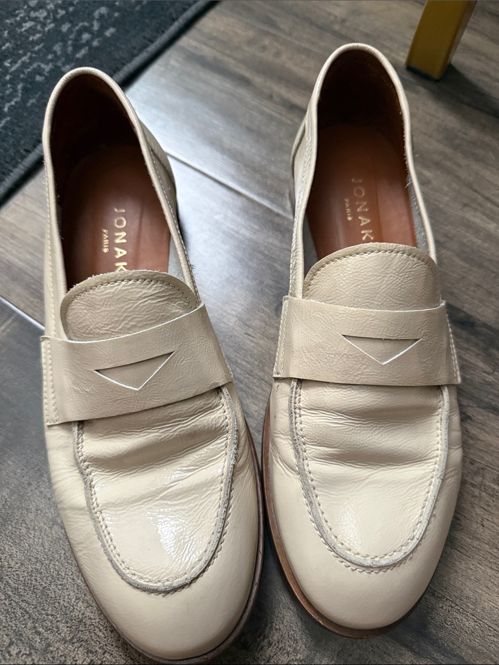 Jonak Paris Cream Leather Penny Loafers